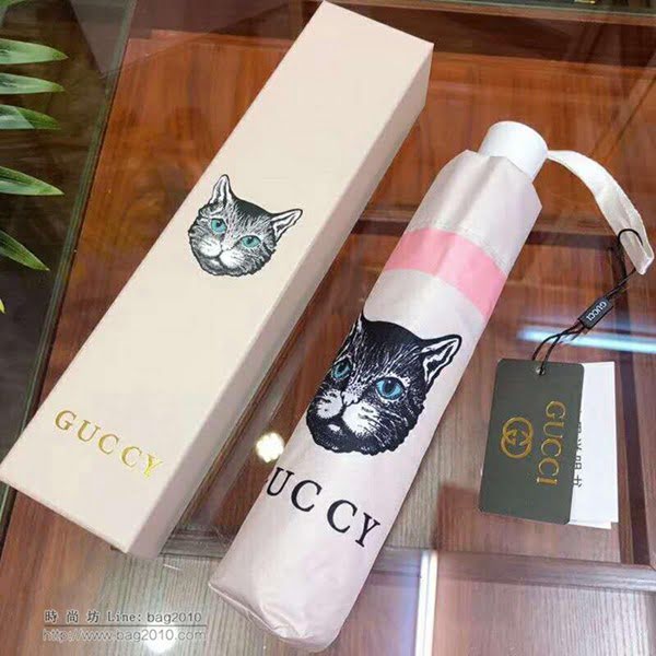 GUCCI古馳傘 超火 大眼貓自動傘 卡通貓咪圖案 防紫外線 防曬晴雨傘  zm1023